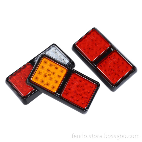 Universal Truck Light: Amber Yellow & White 12W LED Rear Stop Reverse Turn Tail Light (10-30V)